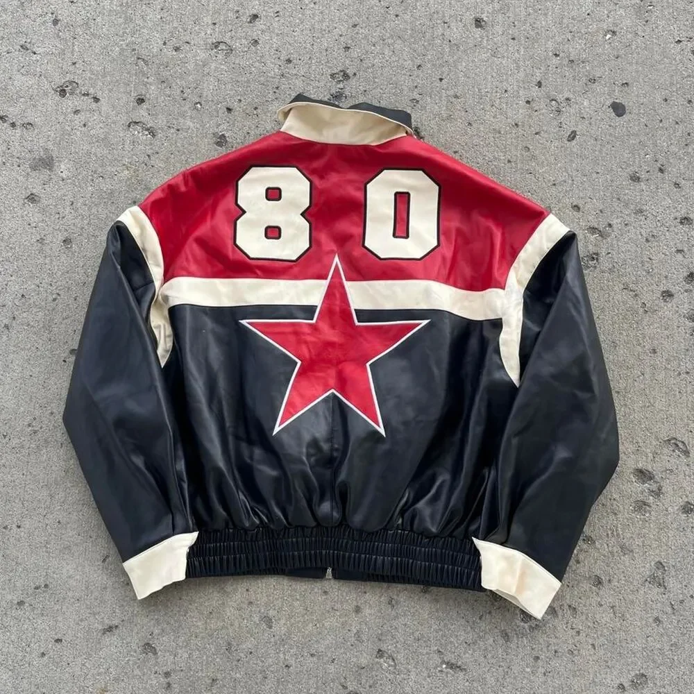 Radikkal Streetwear Y2K Faux Leather Jacket
